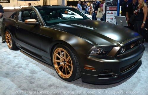 A closer look at the Ford Mustangs in the company display at SEMA ...